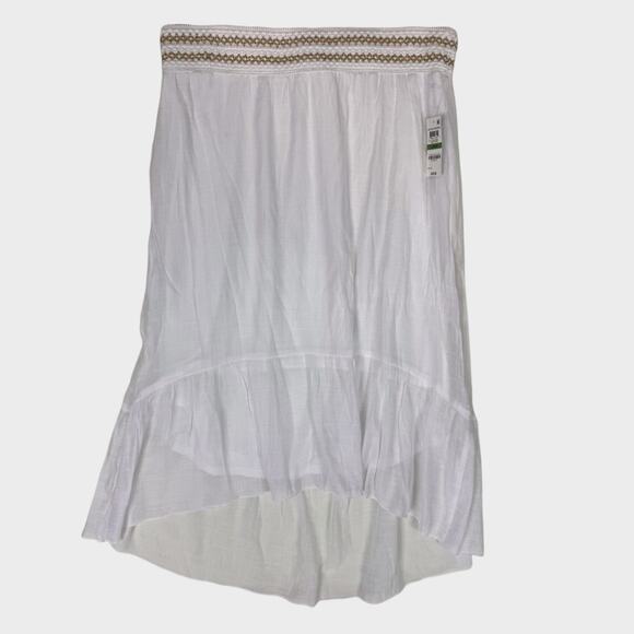 JM Collection Bright White Woven Skirt NEW Large Crinkle Gauzy Elastic Waist - Picture 2 of 10